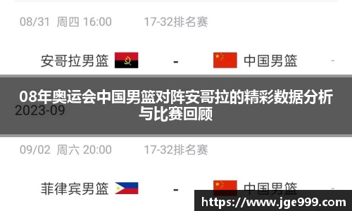 08年奥运会中国男篮对阵安哥拉的精彩数据分析与比赛回顾